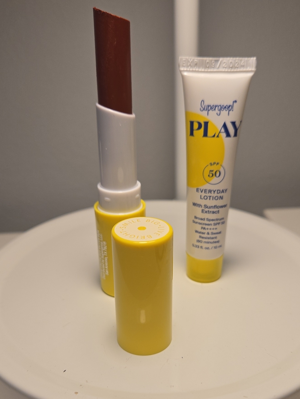 NEW Supergoop! Yellow PLAY SPF 50 Everyday Lotion & Plum Lipstick